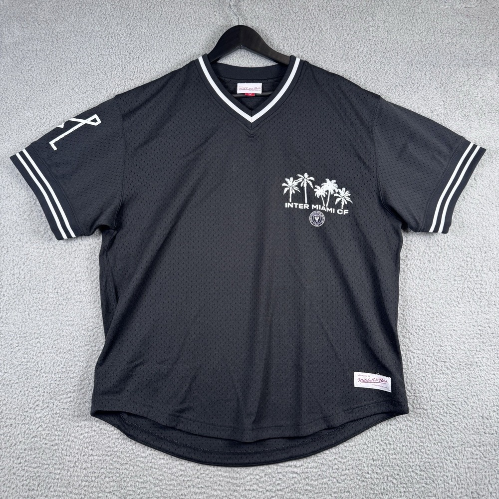 Inter Miami CF Mitchell & Ness Jersey Mens XL Black Soccer Football Mesh V Neck